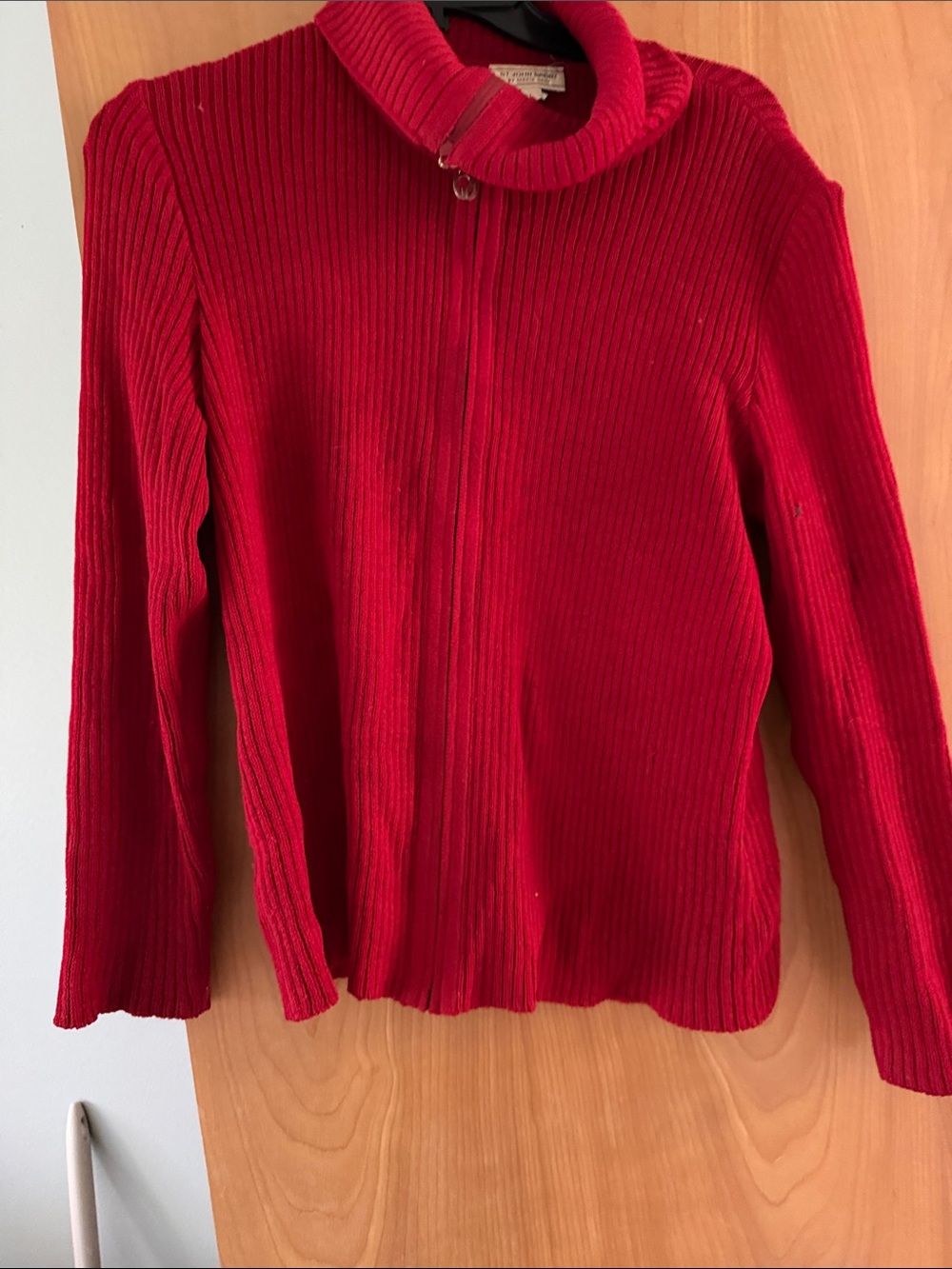 St. John Sport by Marie Gray Ribbed Red Zip-Front Sweater